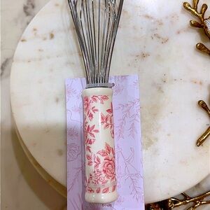 Floral Ceramic Handle Whisk in Pink and Cream